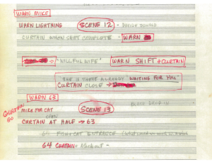Image of production score courtesy of of the Sarah Caldwell Collection, Howard Gotlieb Archival Research Center at Boston University.